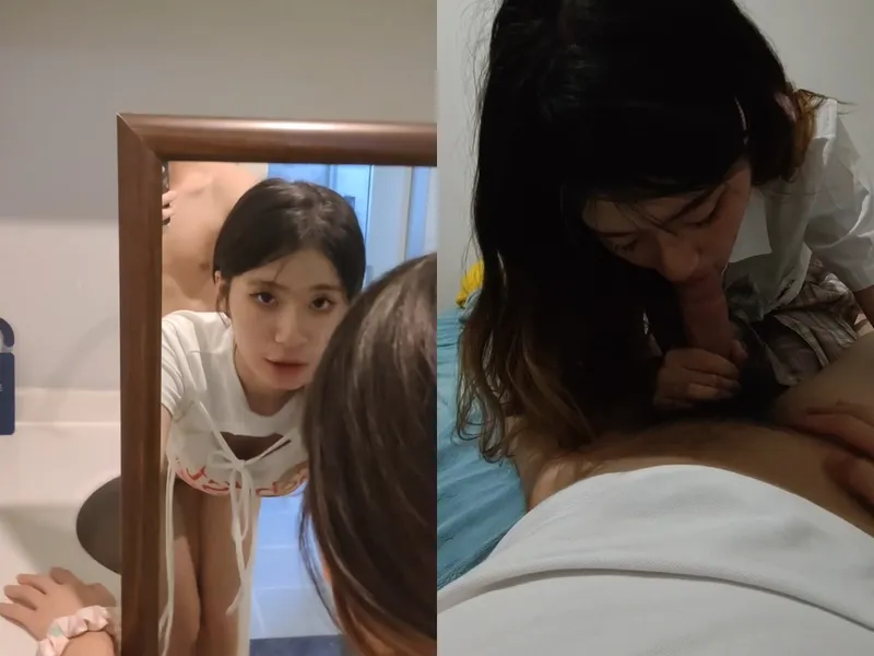 Chị thiên thần doggy trước gương siêu sướng.